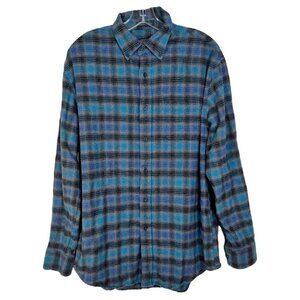 Pendleton Thomas Kay Flannel Shirt Men Button Down Plaid Cotton Soft Blue Gray M